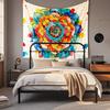 Boho Chic Wall Tapestry With Moon Phase Floral Starry Sky Design Bedroom Yoga Studio Decor