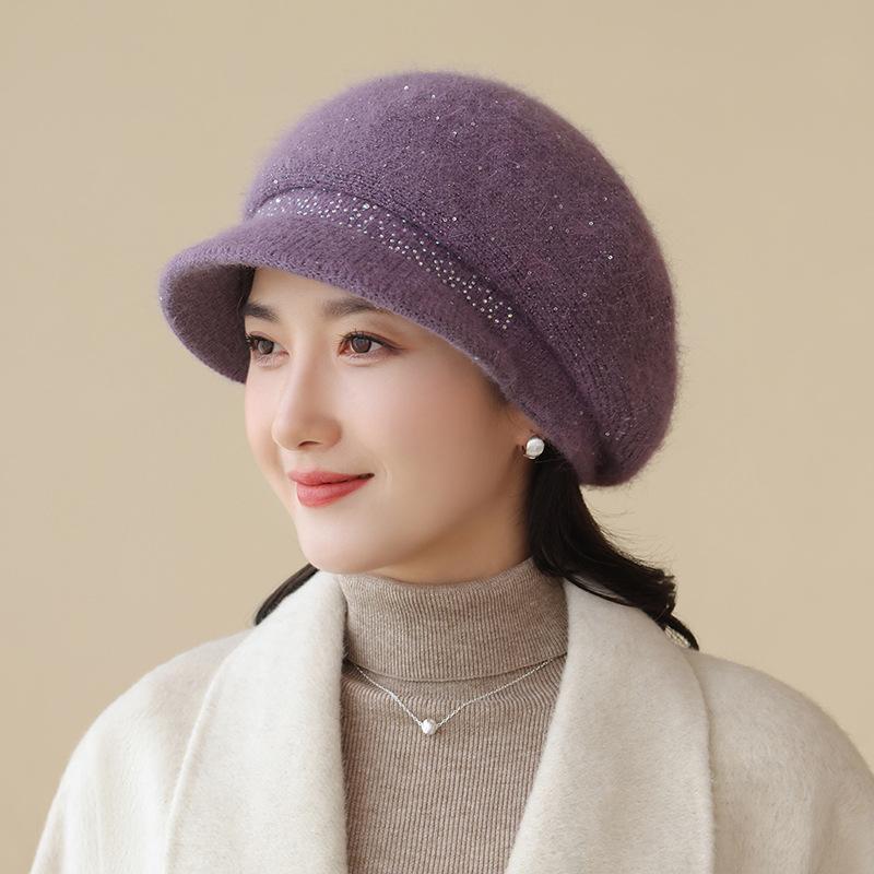 Hat Female Winter Warm Rabbit Hair Beret Cold Protective Ear Wool Hat In The Elderly Hat