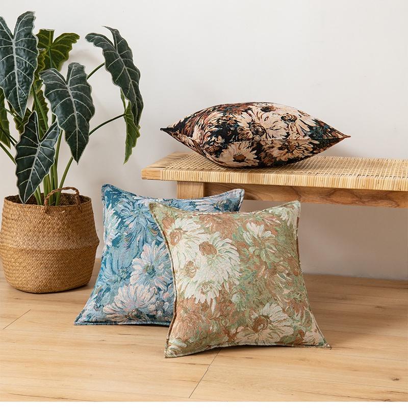 Moroccan Oil Painting Style Flower Pillow American Style Pillow Cushion Sofa Pillow Cover (Without Pillow Core)