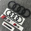 hot S3 2010-2020 4Ring logo ABS Black Car Hood Front Grill Emblem Rear Trunk Badge Sticker S3 Emblem hot Sport Sticker