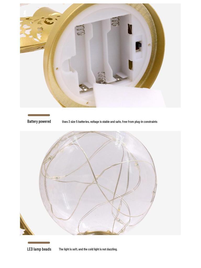 LED Wrought Iron Star Moon Sphere Night Light for Festive Living Room Decor