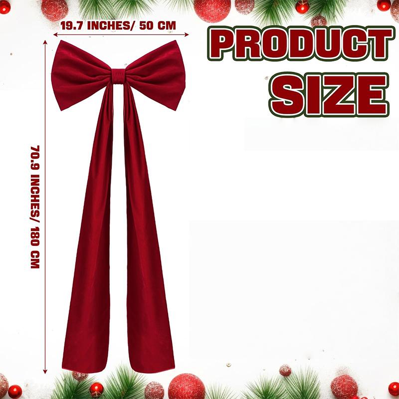 Velké sametové vánoční mašle (6 Ft) — Velké mašle na špičku vánočního stromku, věnce, krbovou římsu, vchodové dveře