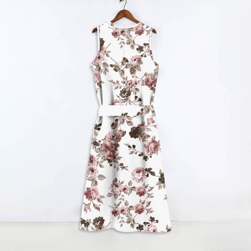 Robe Boho Sans Manches Pour Femmes Décontractée Coupe Ample Robe d'Été Imprimée