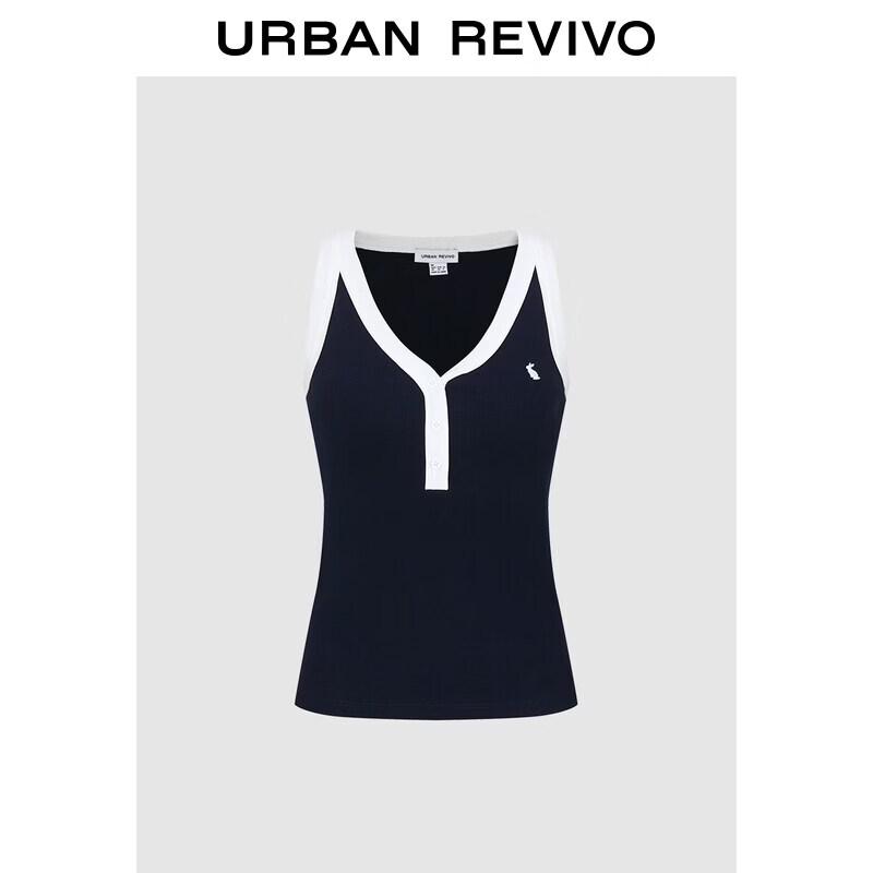 

UR2026 Women s Embroidered Color-Block Crop Tank Top S