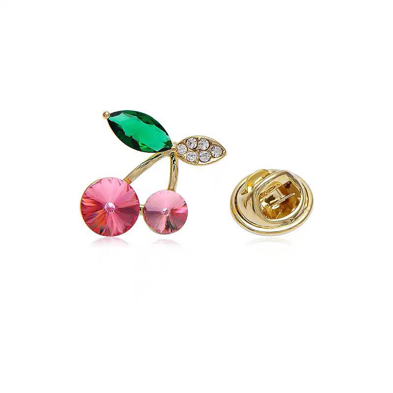 Japanese Cute Fruit Enamel Brooch: Peach & Cherry Lapel Pin
