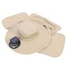 Solar Fan Sun Hat USB Rechargeable   UPF50 Waterproof Wide Brim Fishing Hat with Neck Flap for Beach Garden Outdoor Sports