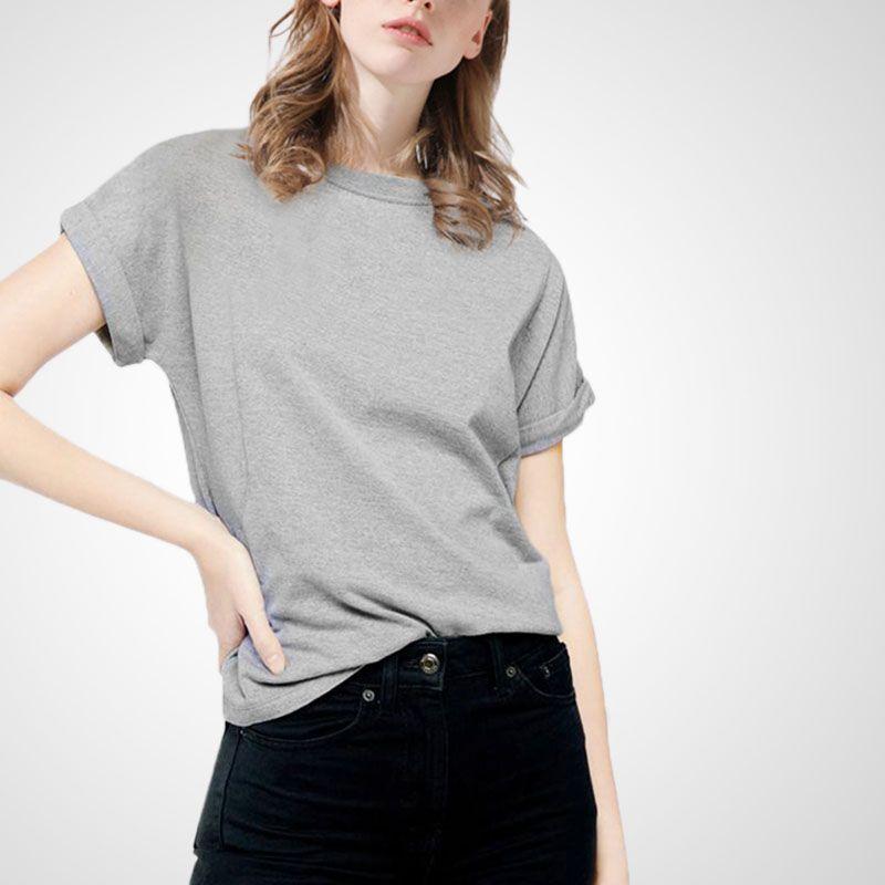 

Минималистичная хлопковая новая повседневная футболка с коротким рукавом Grey S