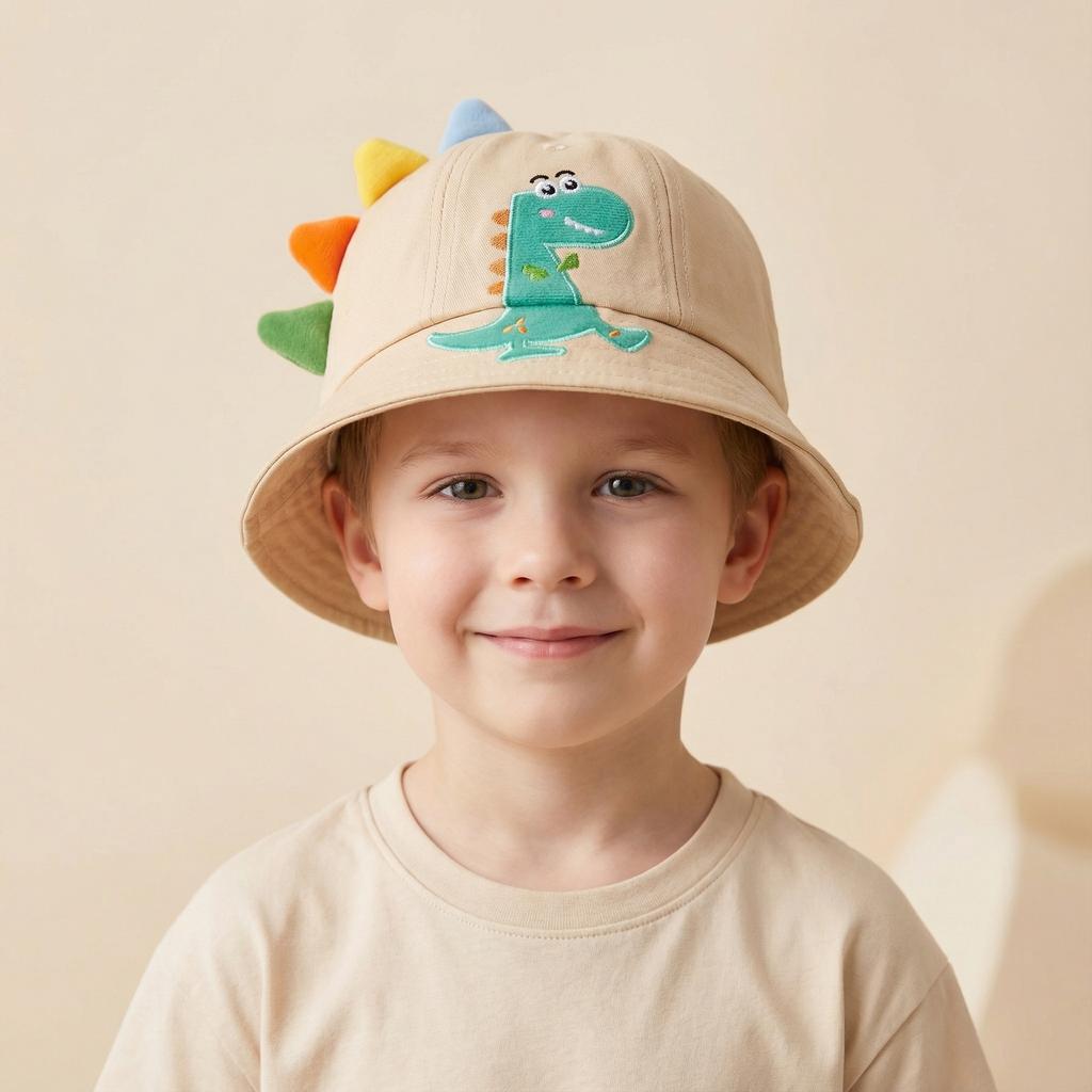 Cute and Adorable Little Girl Sun Hat - Dinosaur Style Children's Fisherman Hat - New Style for Summer and Spring - Boys' Sun Protection Hat