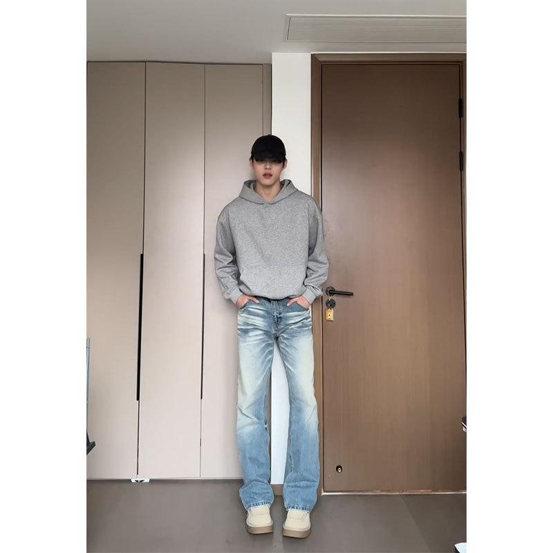 Джинсы клеш JYL мужские Cleanfit Синие Американский винтаж Узкие прямые Джинсовые XL бездна