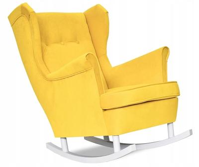 ARI Wing Chair Rocking Scandinavian Family Furniture Lemon Yellow Velvet