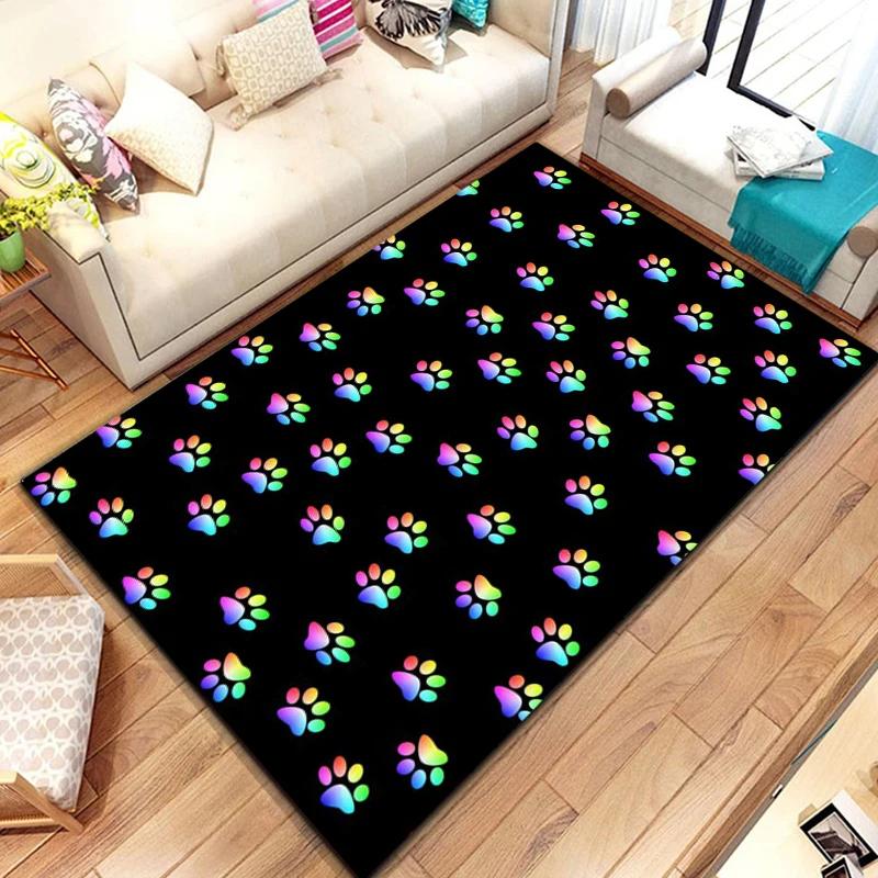 Cartoon Animal Paw Print Carpet Farmhouse Style Indoor Floor Mat Non Slip Area Rug for Living Room Home Decor Entrance Doormat