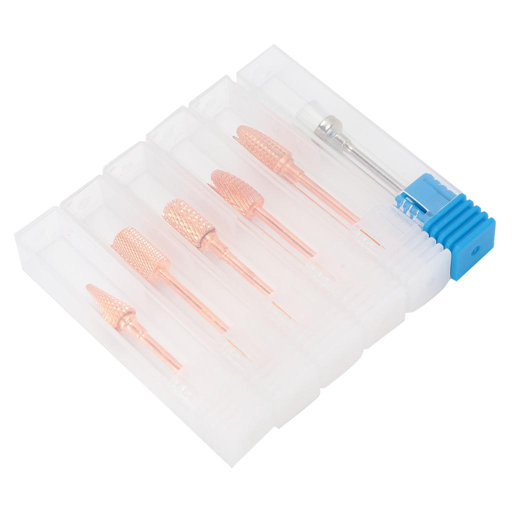 6pcs Rose Gold Nail Drill Bits Nail Art Polishing Grinding Head Dust Brush Manicure Tool Set