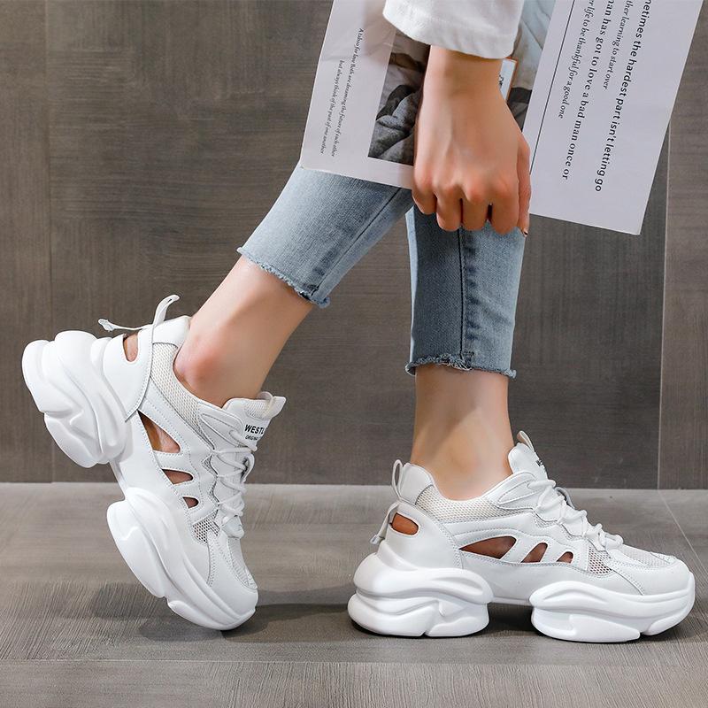 

Dad s Shoes for Women Spring New Style Breathable Mesh Casual Sports Shoes Thick Sole Inner Heightening White Women s Shoes 40