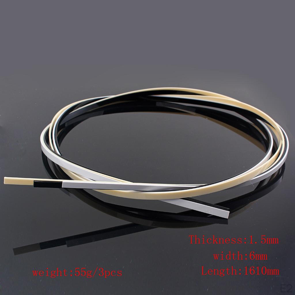 3 Pezzi Plastica Bordo Binding Purfling Strisce per Chitarra/Basso Elettrico Accessorio Fai da Te per Chitarra 62.99 pollici