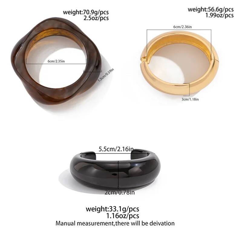 Salircon 3 Styles Fashion Geometric Resin Acrylic Bangle for Women Vintage Punk Hyperbole Metal Spring Bracelet Pulseras Jewelry