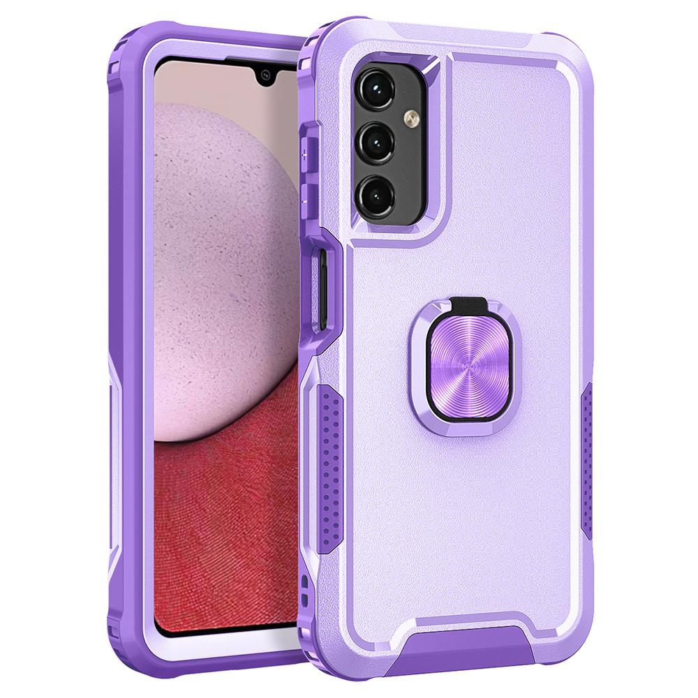 

For Samsung Galaxy A54 5G Rotatable Ring Kickstand Phone Case PC+Silicone Anti-scratch Cover Light Purple