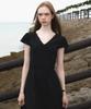 DEHEVE V-Neck Flare Dress [Black]