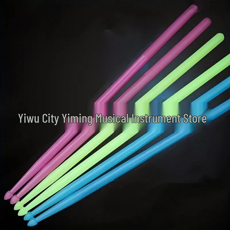 Set of 2 Luminous 5A Fluorescent Nylon Drumsticks with Storage Bag for Jazz Drumming