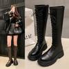 New women's boots autumn and winter British thick-soled lace-up boots women's round head fashion small tall boots