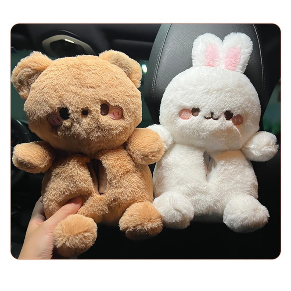 Bear Plush Bear Car Tissue Box Cartoon Animals Cartoon Car Hanging Paper Box  Women's Car
