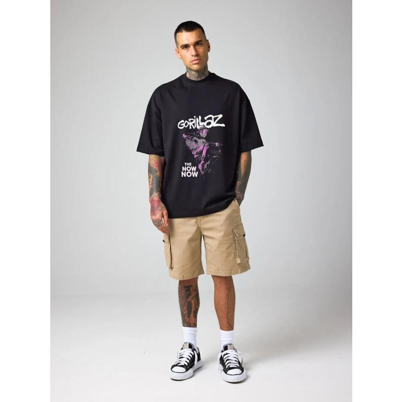T-shirt bianca oversize Gorillaz The Now Now Stampa grafica maglietta unisex casual streetwear top per uomo e donna abbigliamento da festival musicale