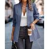 VEZFAA   Women's Fashion Casual Solid Color Print Fall Winter Long Sleeve Stand-Neck Jackets & Coats
