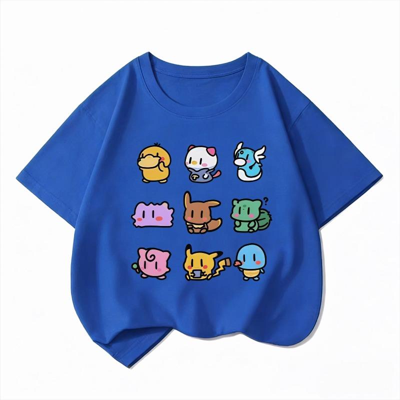 Youngsters' Summer Fashion Casual T-Shirt with Cute Duck Print, Comfortable Short Sleeve Crew Neck Tee for Boys and Girls