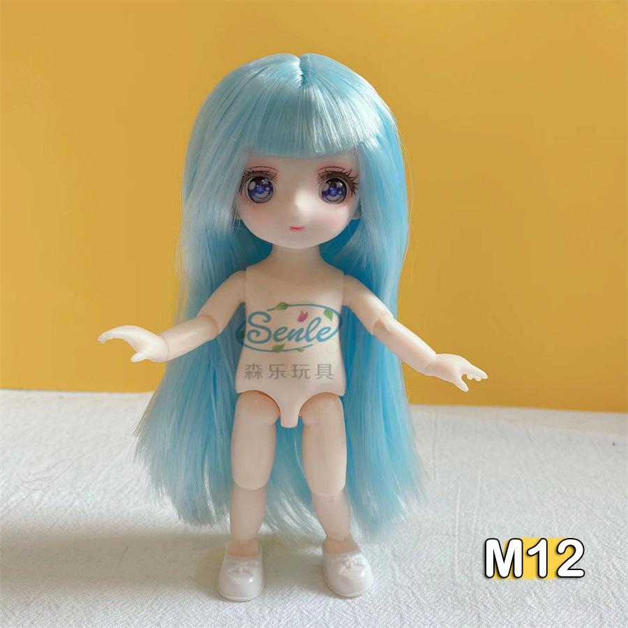 16 cm Nøgen Dukke Krop Med 2. Dimension Anime Øjne 13 Bevægelige Led Blå 2D Animation Øjne Dukke DIY Legetøj Til Piger