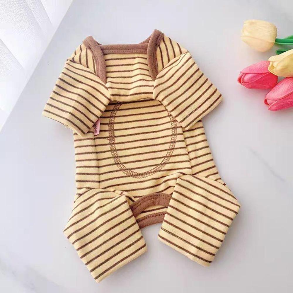 Elastic Four-Legged Dog Pajamas Long Sleeves Soft Dog Jumpsuit Comfortable Anti-licking Striped Dog Base Shirt Home Wear