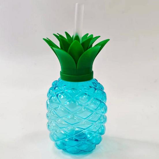 Pineapple Plastic Cup with Lid & Straw 500ml Strawberry Iced Coffee Wine Tea Mug Fruit Shaped Tumbler for Party Wedding Birthday