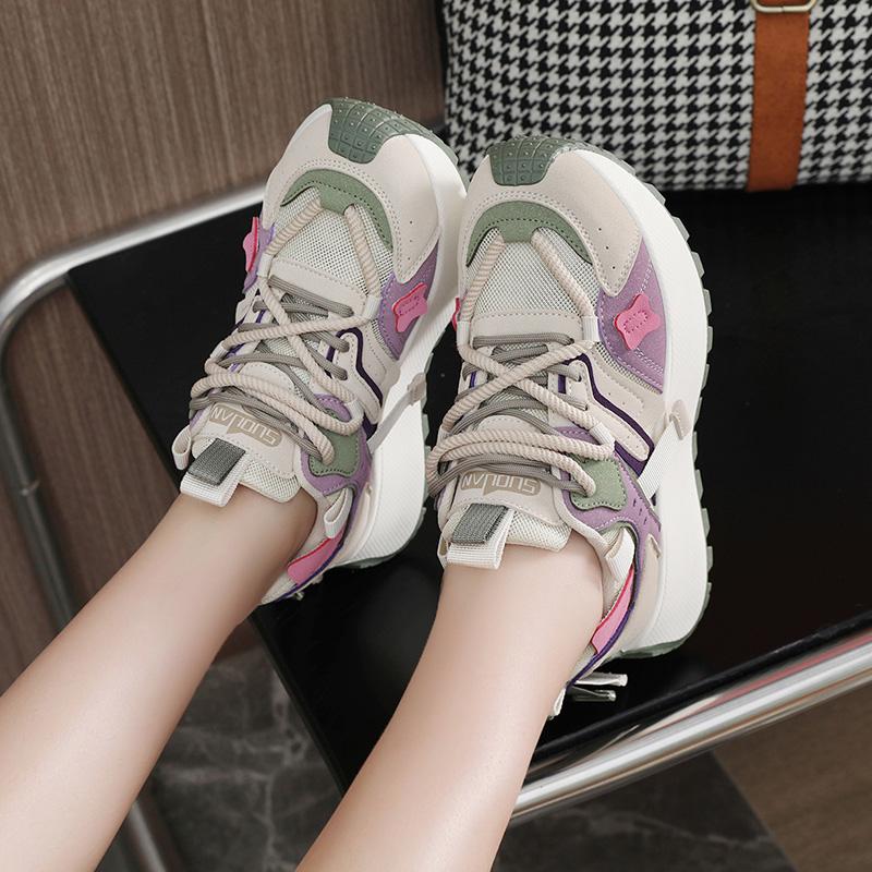 Women Sneakers Thick Bottom Height Increasing Sneakers Women Outdoor Breathable Casual Shoes Woman Summer Running Sports Shoes