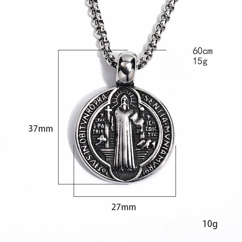 Saint St. Benedict Collar Medal of San Benito Necklace Men Women Spiritual Virgin Mary Pendant Chain
