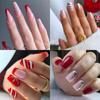Square Head Christmas French Fake Nails Full Cover Nail Tips Detachable Press On Nails  Girl