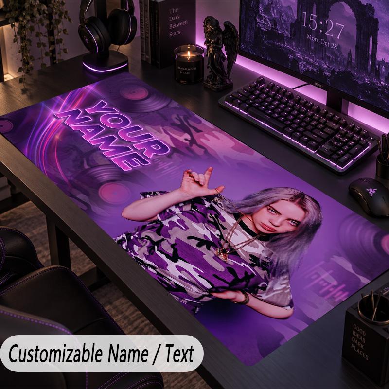 Large Mouse PadBillie Eilish Custom Name Text Personalized Desk Mat Non Slip Gaming Pad