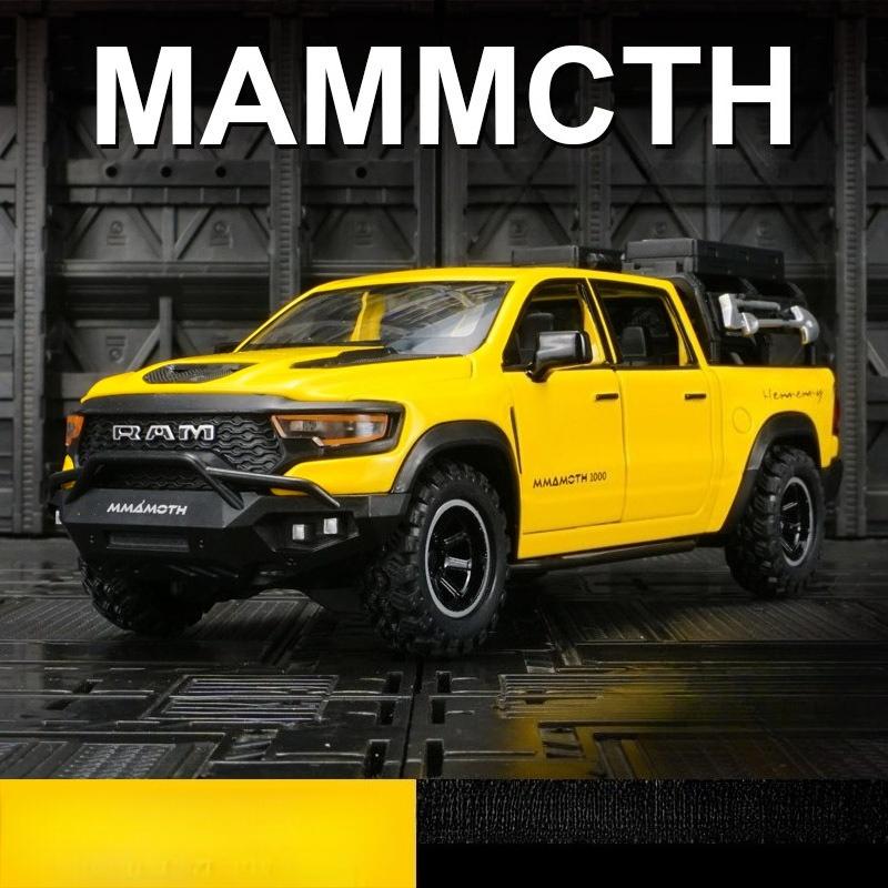 1:32 Ram Mammoth Pick-up Simulatie Legering Auto Model Geluid En Licht Pull Back Speelgoed voor Kinderen Verzamelaar Verjaardagscadeau