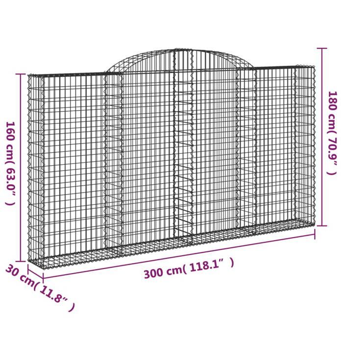 VidaXL Arched Gabion Basket, Gabion Cage, Gabion Wall, Stone Basket, Gabion for Stone Outdoor Patio, 153508