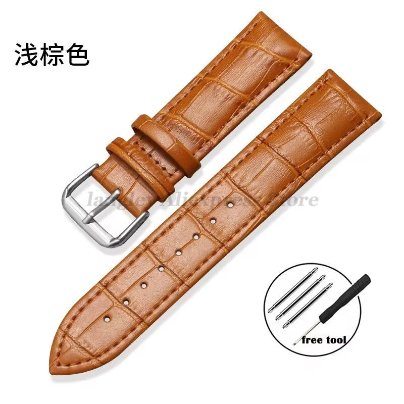 Leather Watchband 12/13/14/15/16/17/18/19/20/21/22/23/24mm Crocodile Pattern Strap Men Women Replacement Blue Universal Bracelet