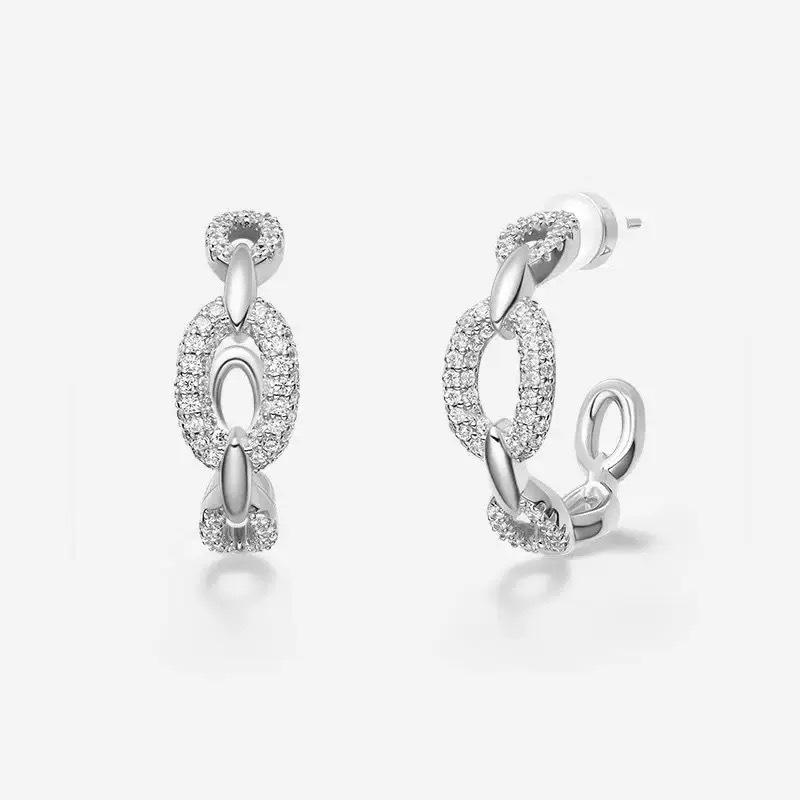 HEFANG Light Luxury Women's Chain Earrings - Fashionable and Versatile for Commuting or Dating, High-End Feel Ear Stud Accessories.