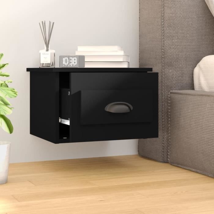 VidaXL Wall-mounted Bedside Table Black 41.5x36x28 Cm 816378