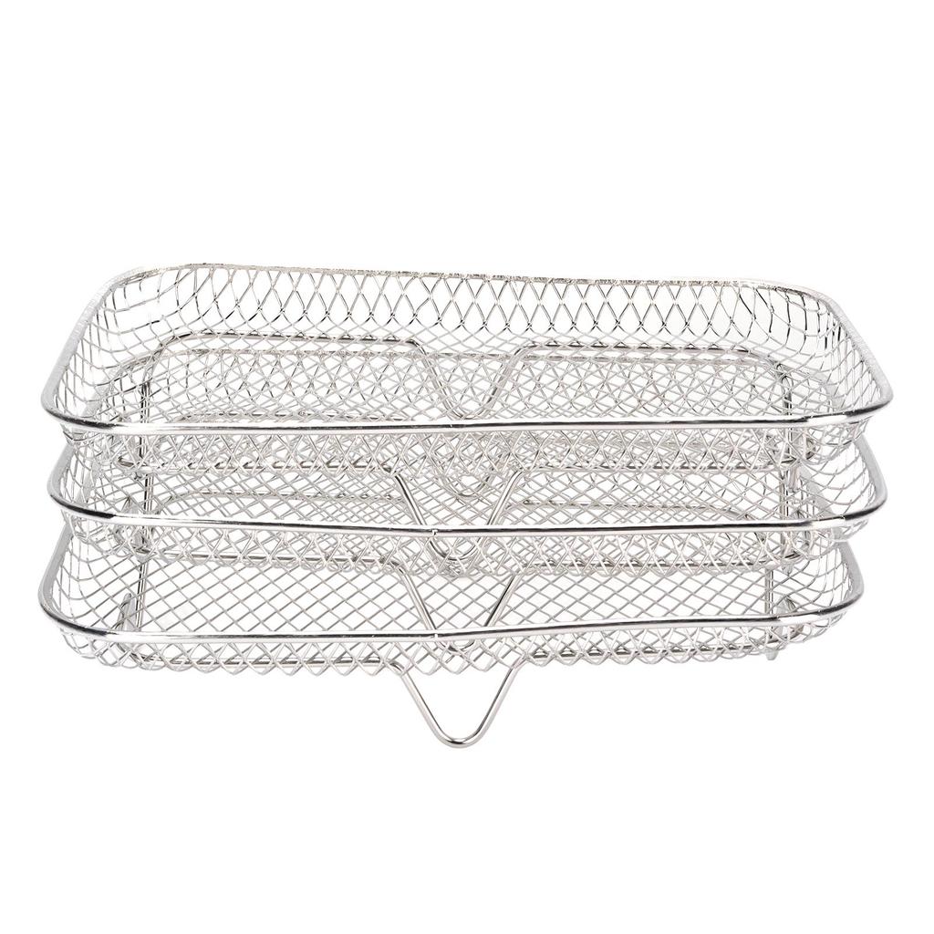 3PCS Fryer Rack Set 304 Stainless Steel Stackable Multi Layer Rectangular Dishwasher Safe Fryer