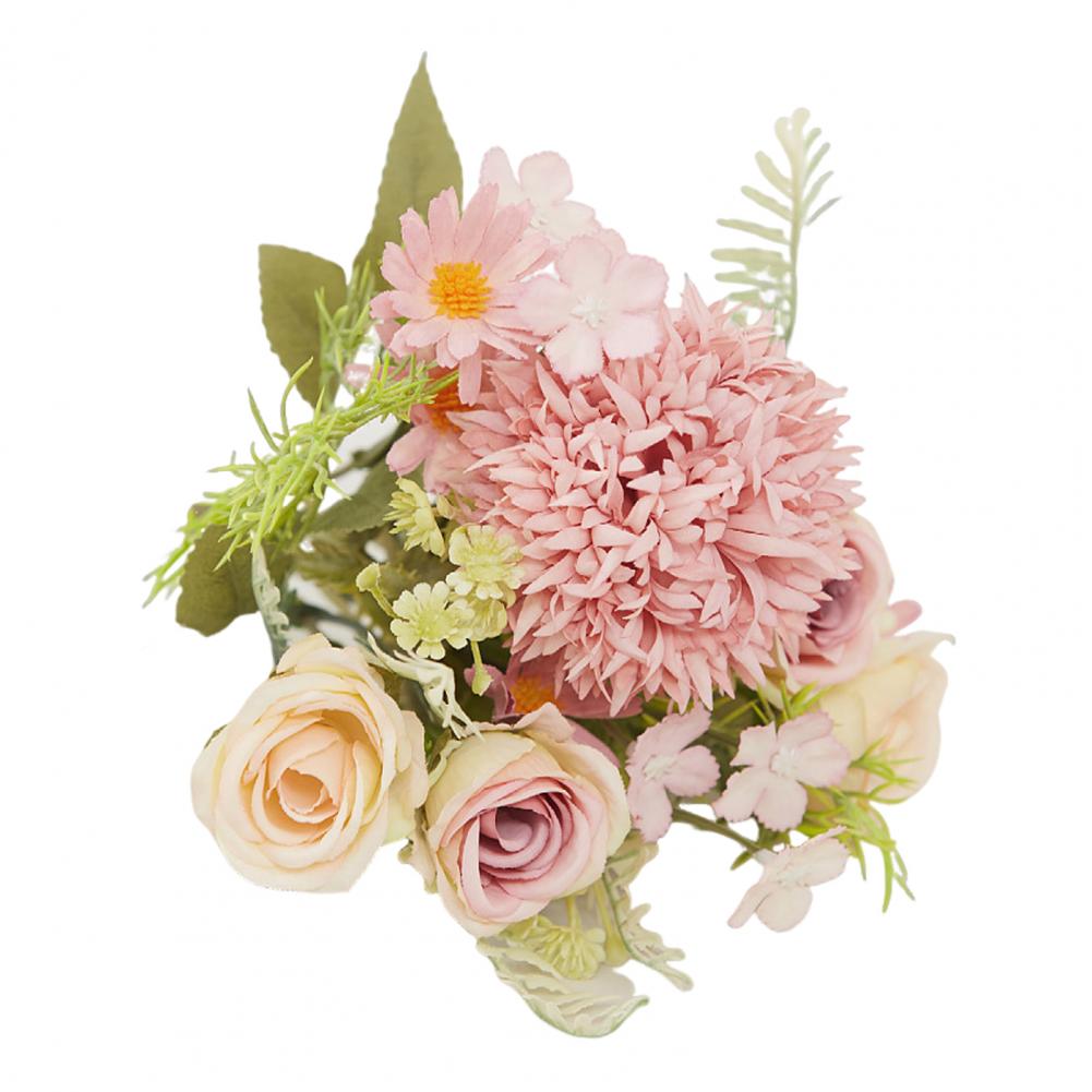 Artificial Silk Flowers Uv-resistant Artificial Plants Elegant Uv Resistant Artificial Rose Flower with Green Leaves for Home
