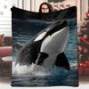 1pc Orca Whale Blanket Soft All-Season Bedspread Throw  Realistic Orca/killer Whale Design  Deep Blue Ocean Theme Heavy