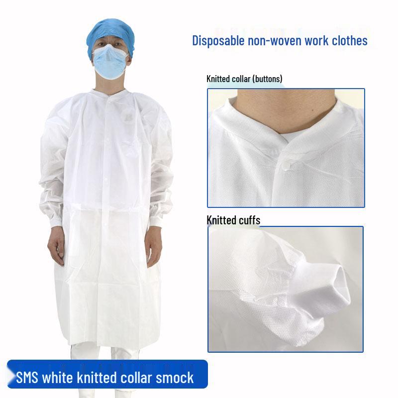 White Disposable Non-woven Lab Coat - Dustproof Isolation Suit for Food, Beauty, and Visitor Safety