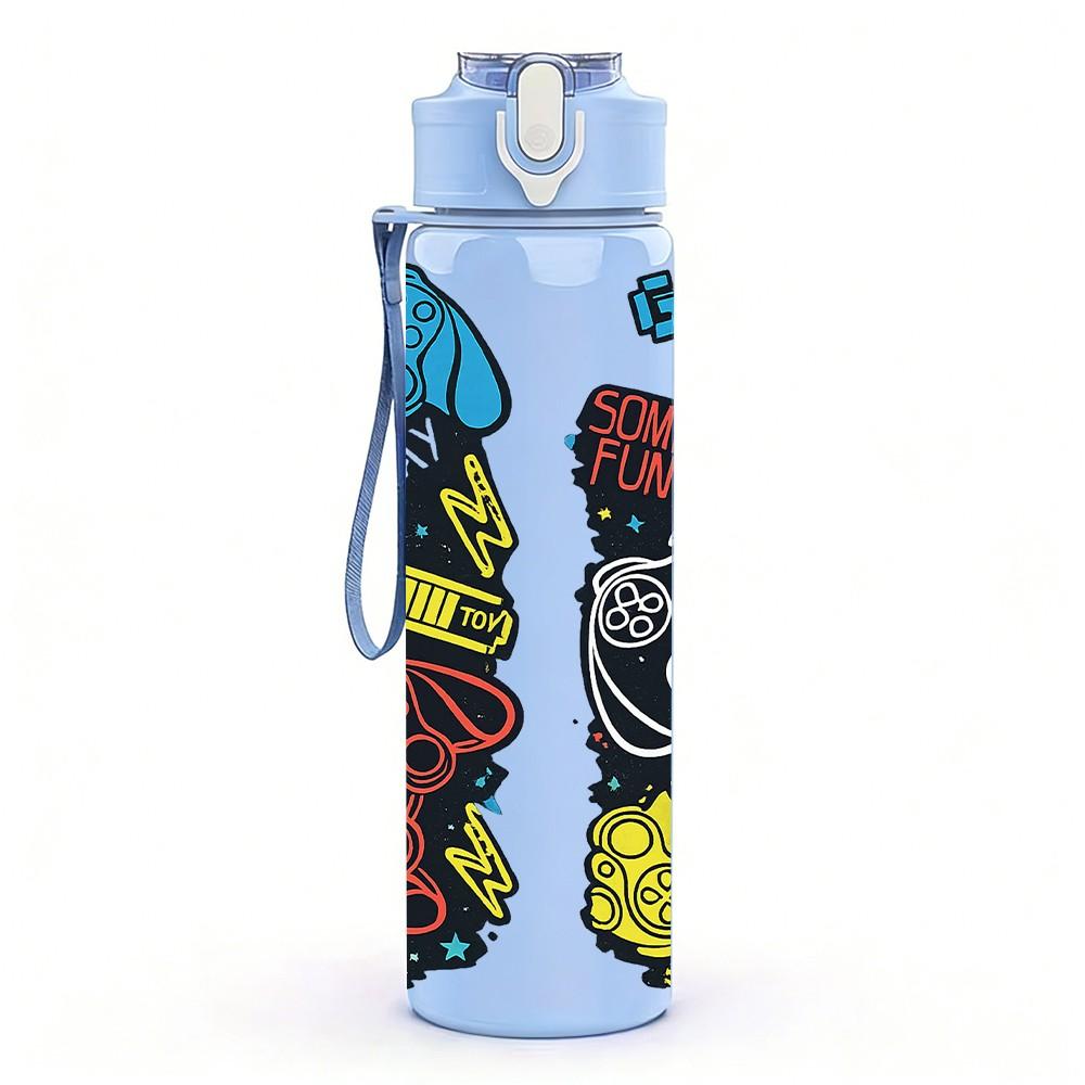 1PC Graffiti Skull Street Art Print 750ml Color Plastic Sports Water Bottle Leakproof Flip Straw Lid Suitable for Sports Office Home Use