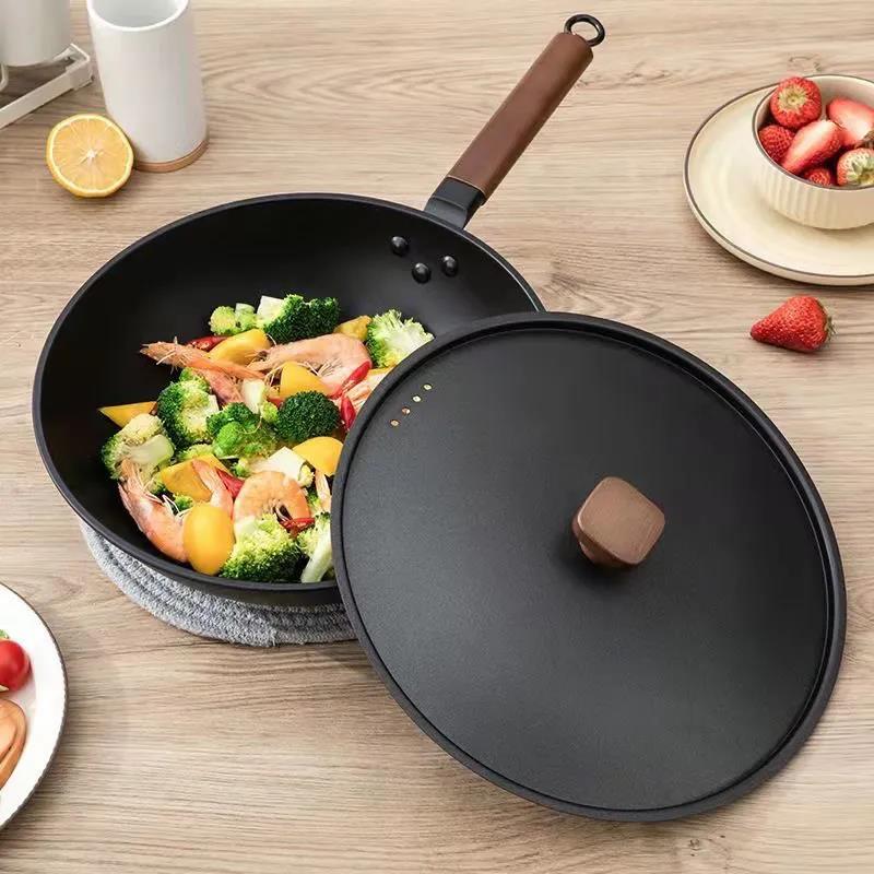 Wrought Iron Frying Pan Uncoated Frying Pan Non-stick Cast Iron Pan Induction Cooker Gas Stove Universal