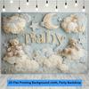 Baby-Taufe Kulisse - Wolken- und Sternenhimmel-Thema, verträumte Kinderzimmer-Wanddekoration