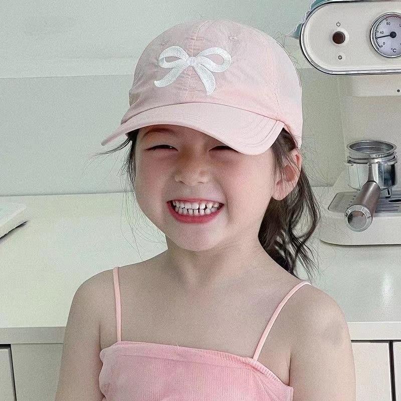 Children's Four Seasons Sweet and Cute Pink Hat Quick Drying Cap Half Empty Top Can Be Tied Ponytail Shade Baby Baseball Cap