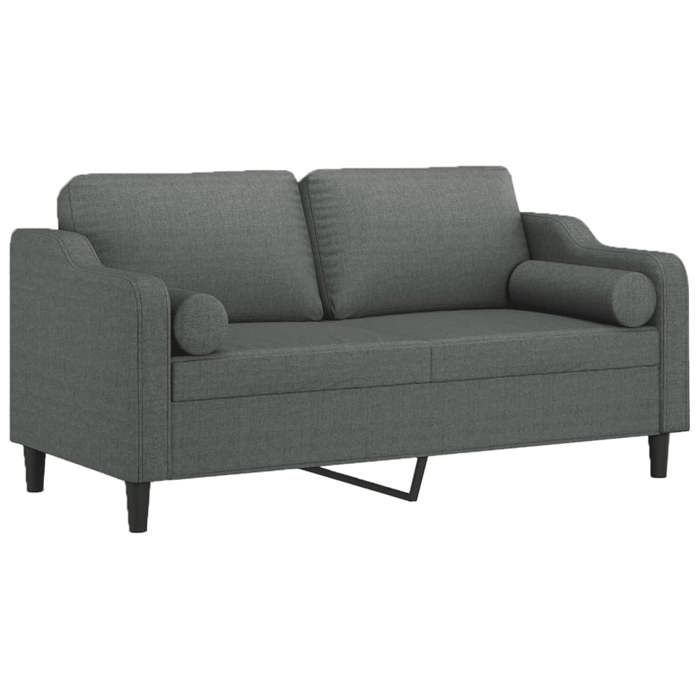 VidaXL Canapé 2 places avec oreillers gris foncé 140 cm tissu, canapé, causeuse, canapé de salon, canapés, canapé rembourré, 3200846