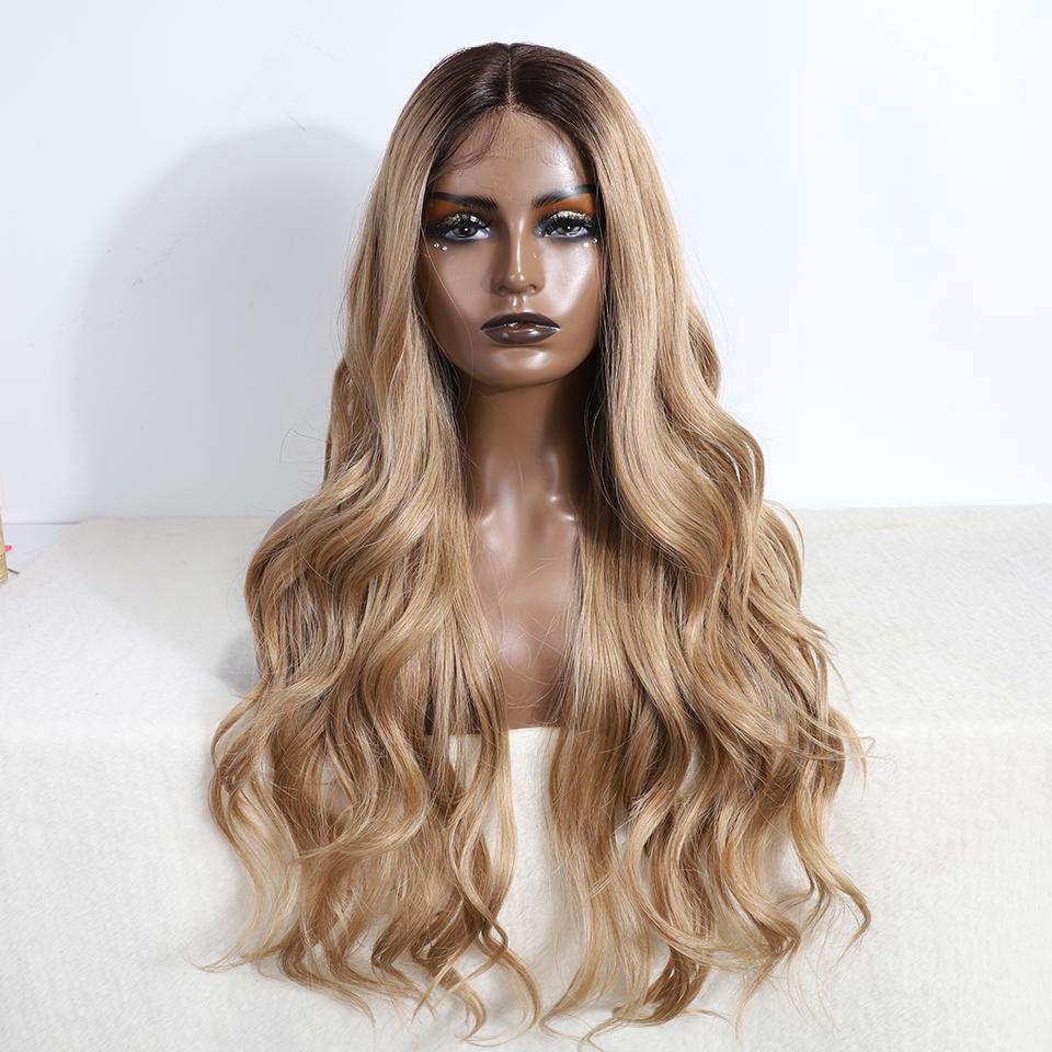 FREEDOM Synthetic Lace Front Wigs For Women 30 inch Long Body Wavy Ombre Blonde Highlight Ginger Lace Wigs Cosplay Wigs