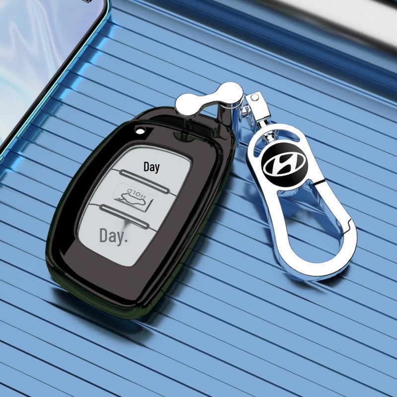 Key Cover Case and Buckle Chain for 2015-2020 Hyundai Tucson - Compatible with Beijing 19 and 2018 models.